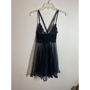 VTG Intimate Attitudes Lace Babydoll Nighty Lingerie Sexy Black Size 1X